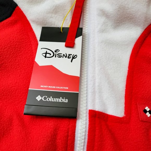Disney Mickey Mouse x Columbia Intertrainer Fleece Hiking Jacket Red Black - Picture 5 of 15